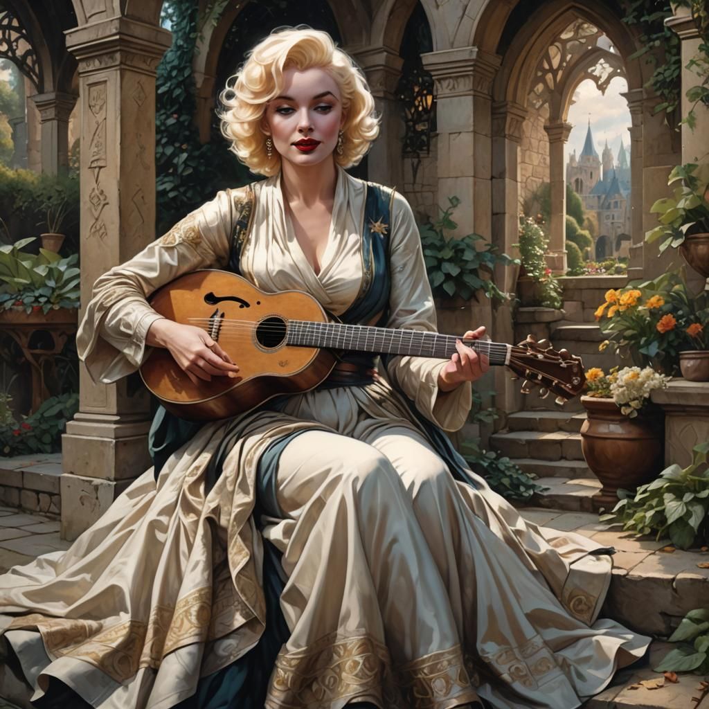 Marilyn Monroe as Medieval Musician