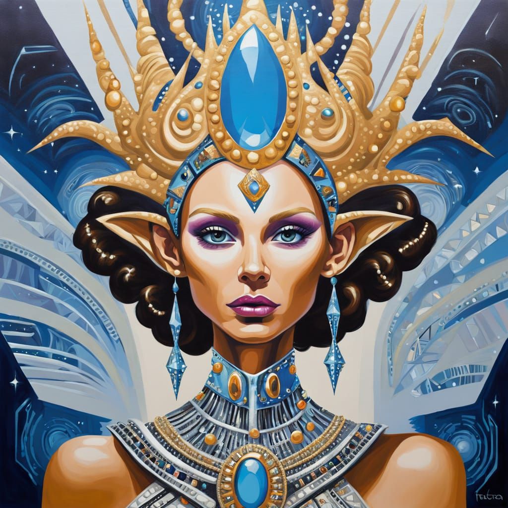 Alien Queen's Radiant Futuristic Crown in Acrylics