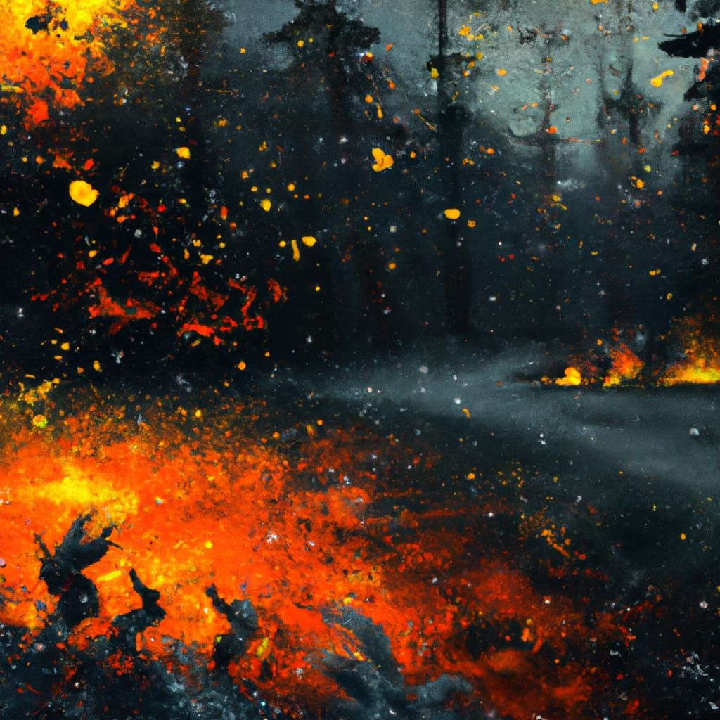 Winter Bonfire in Modern Art Style