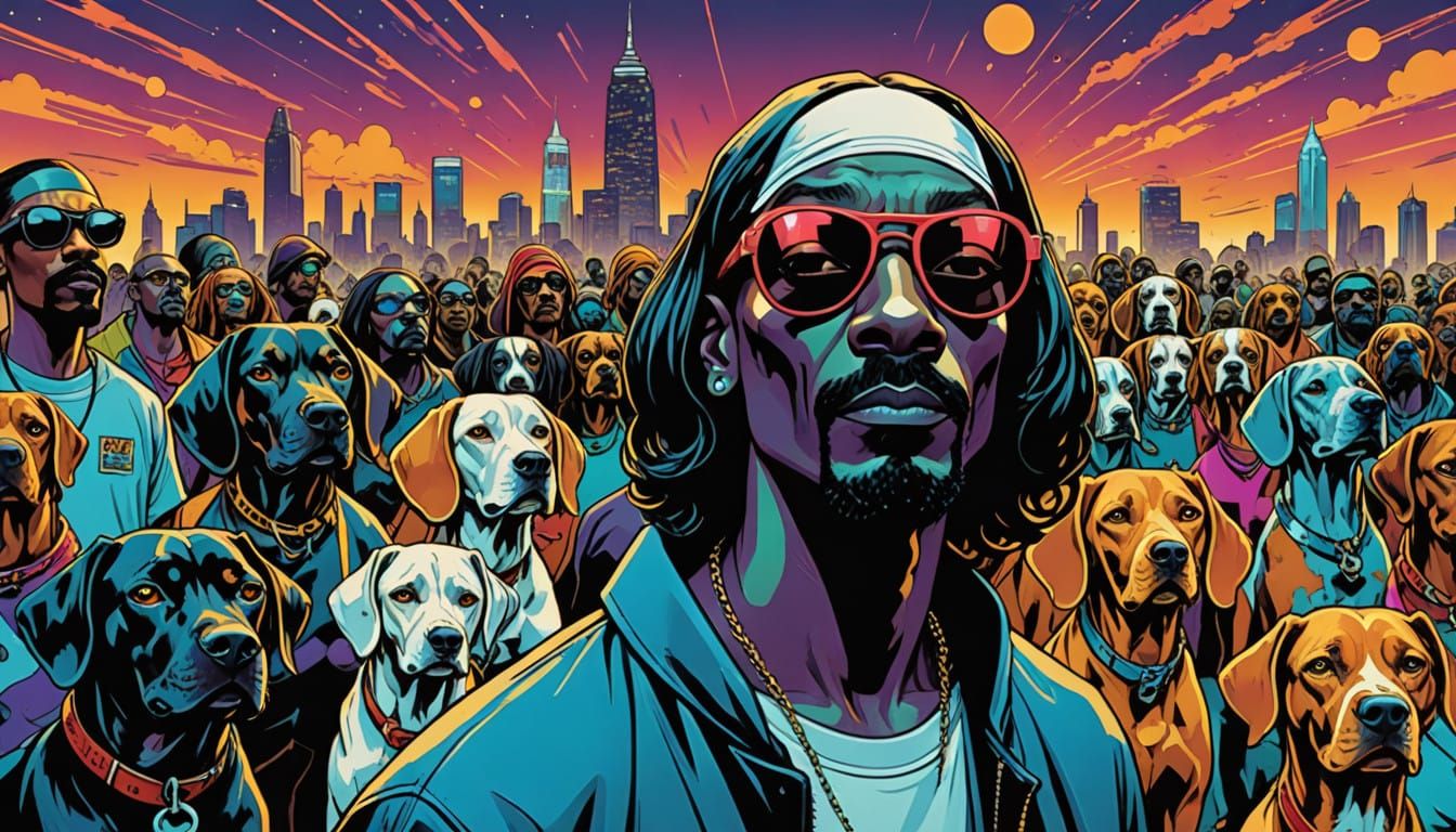 Snoop Dogs in Vibrant Comic Book Style
