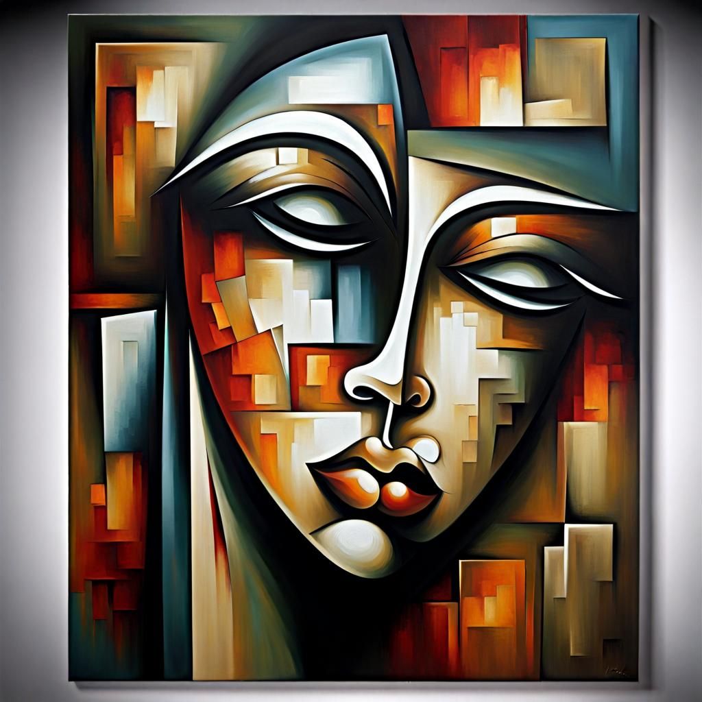 Cubist Abstract Face Inspired by Wall Art