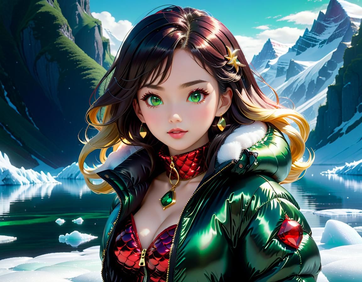 Mermaid in Puffer Jacket by Makoto Shinkai Style