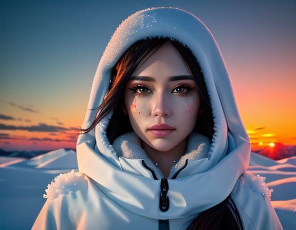 Stunning Antarctic Sunset Portrait in Pop Art Style