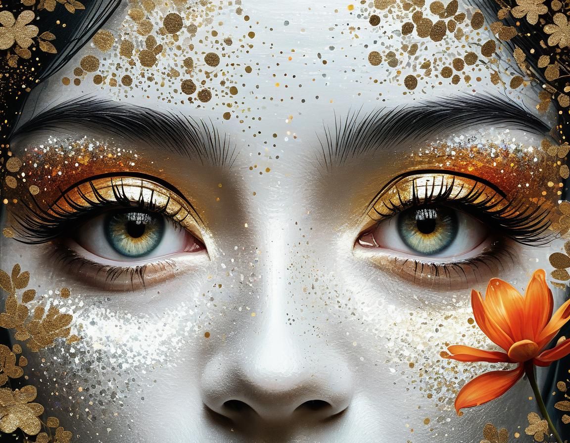 Ethereal Eyes: A Surreal Floral Art Piece