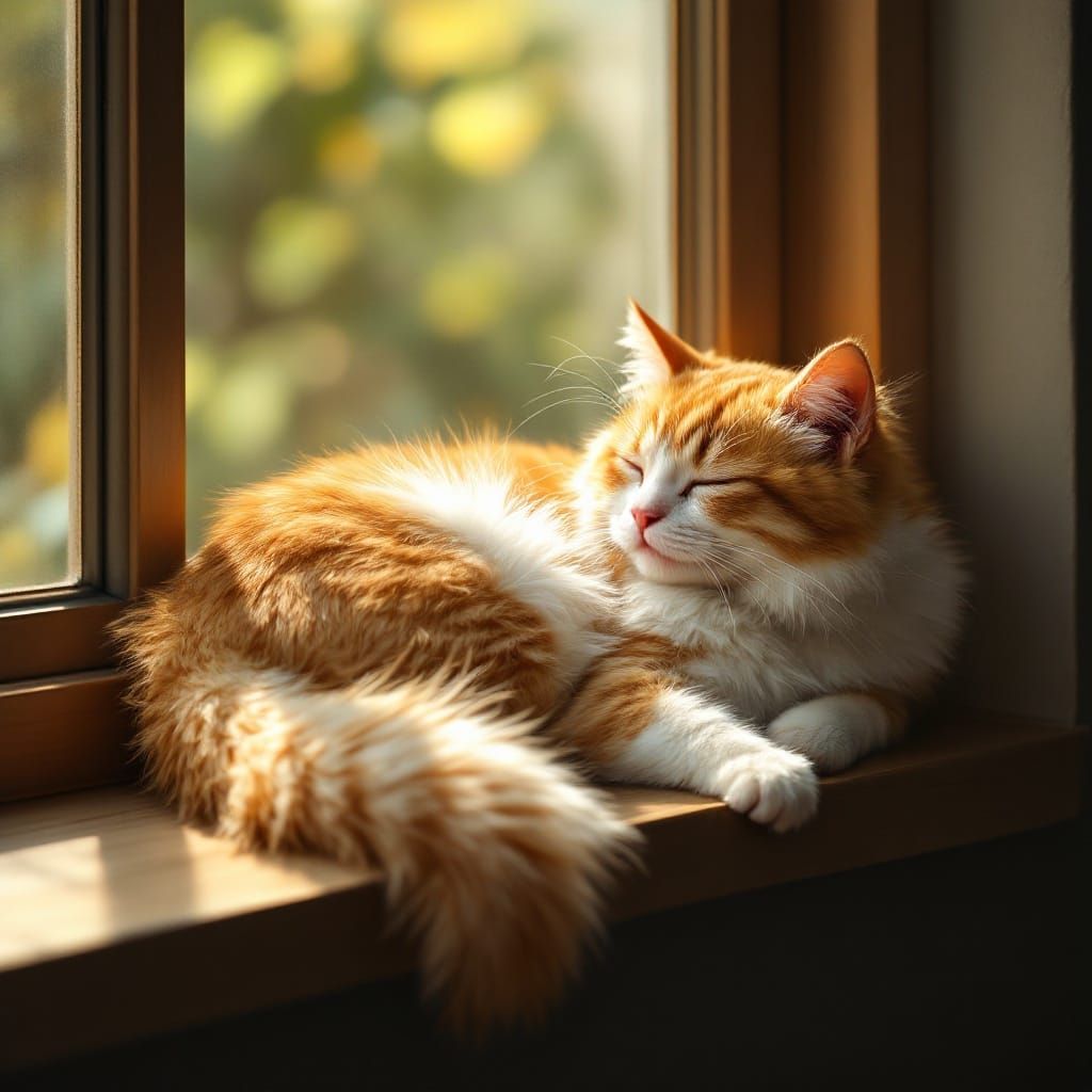 Serene Ginger Tabby Cat in Warm Golden Light