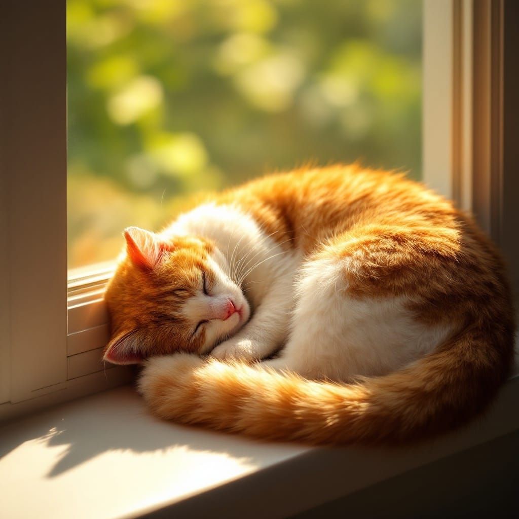 Surreal Feline Portrait in Warm Golden Light