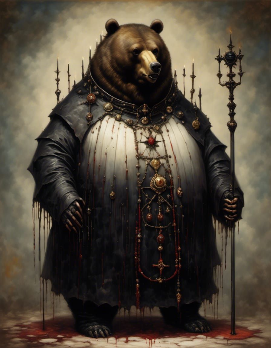 Dark Gothic Pope Obese Bear Portrait