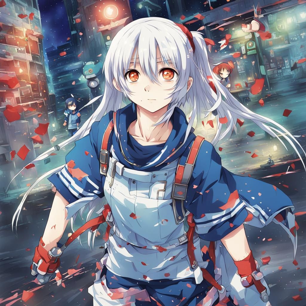 Anime Amputee Character in Japanese Manga Style