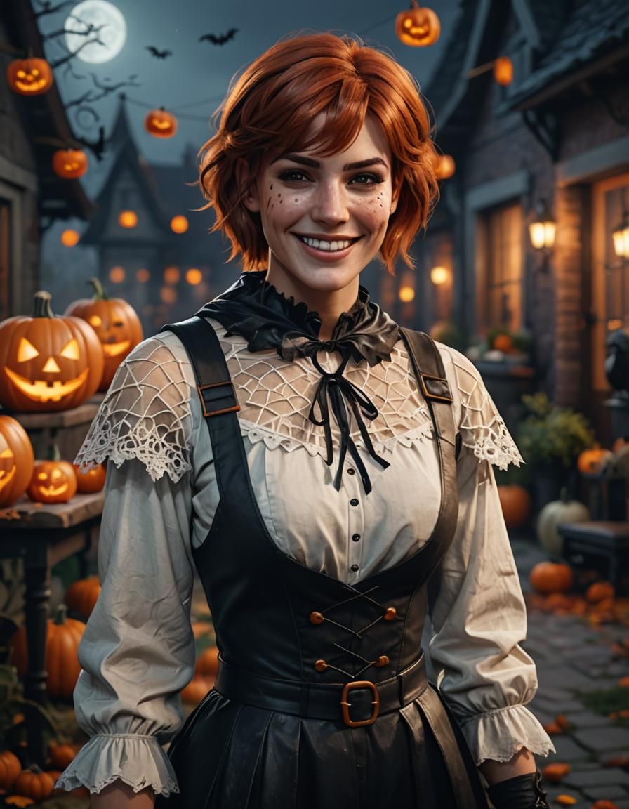 Woman in Halloween Costume, 3D Game Cinematic