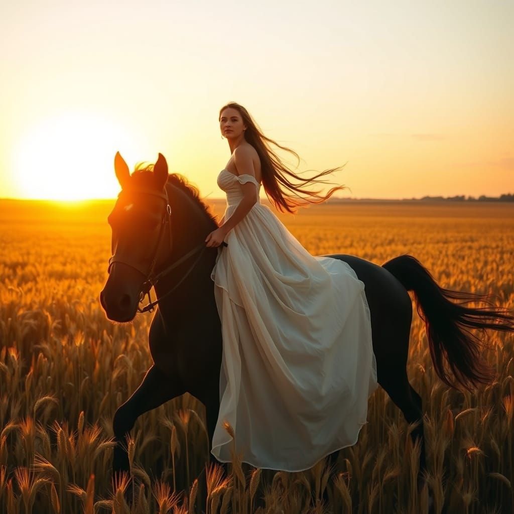 Ethereal Sunset Rider in Whimsical Western Style