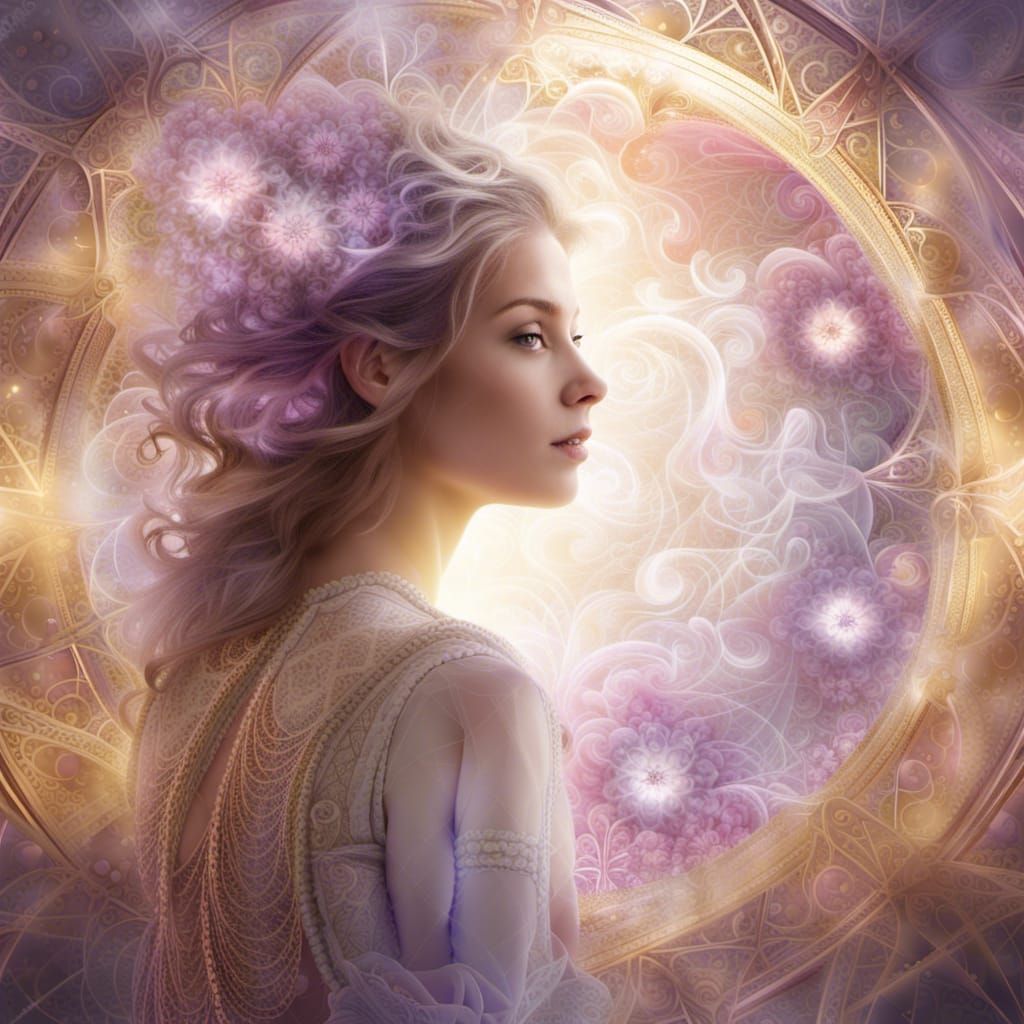 Mystical Portal of Swirling Mist and Flowers