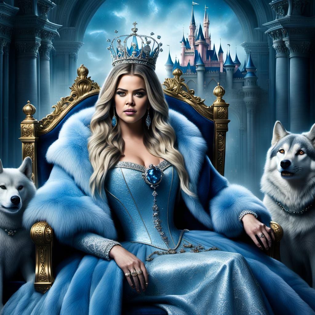 Cinderella on Throne in Maximalist Digital Painting