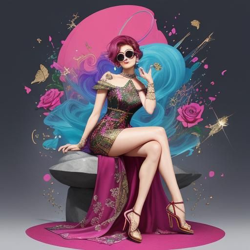 Botanical Couture in a Rose-Tinted Dreamscape