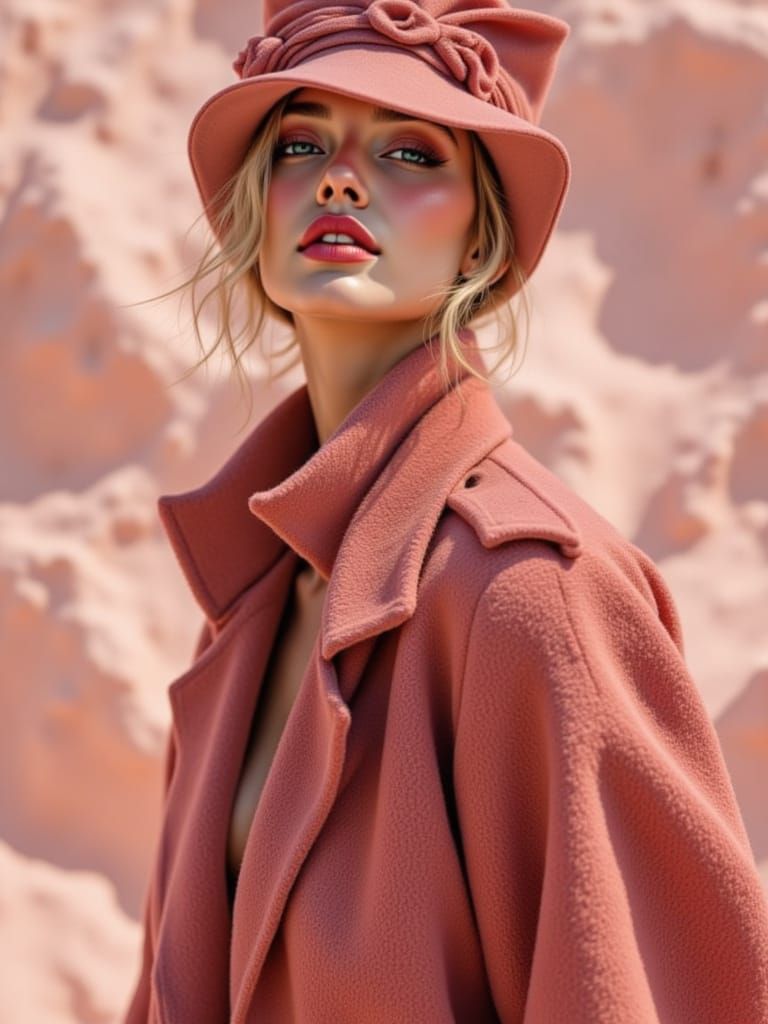 Ethereal Pin-Up Fashionista in Dusty Rose Hues