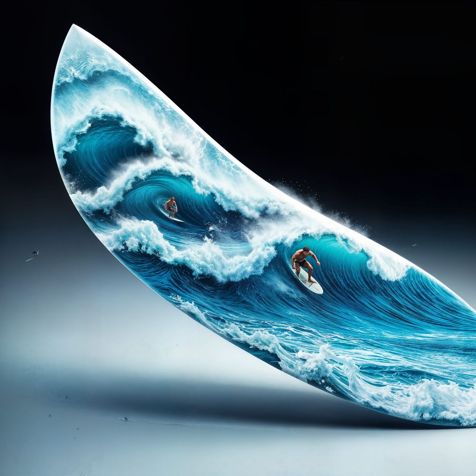 Surreal Surfboard in Hyperrealistic Style