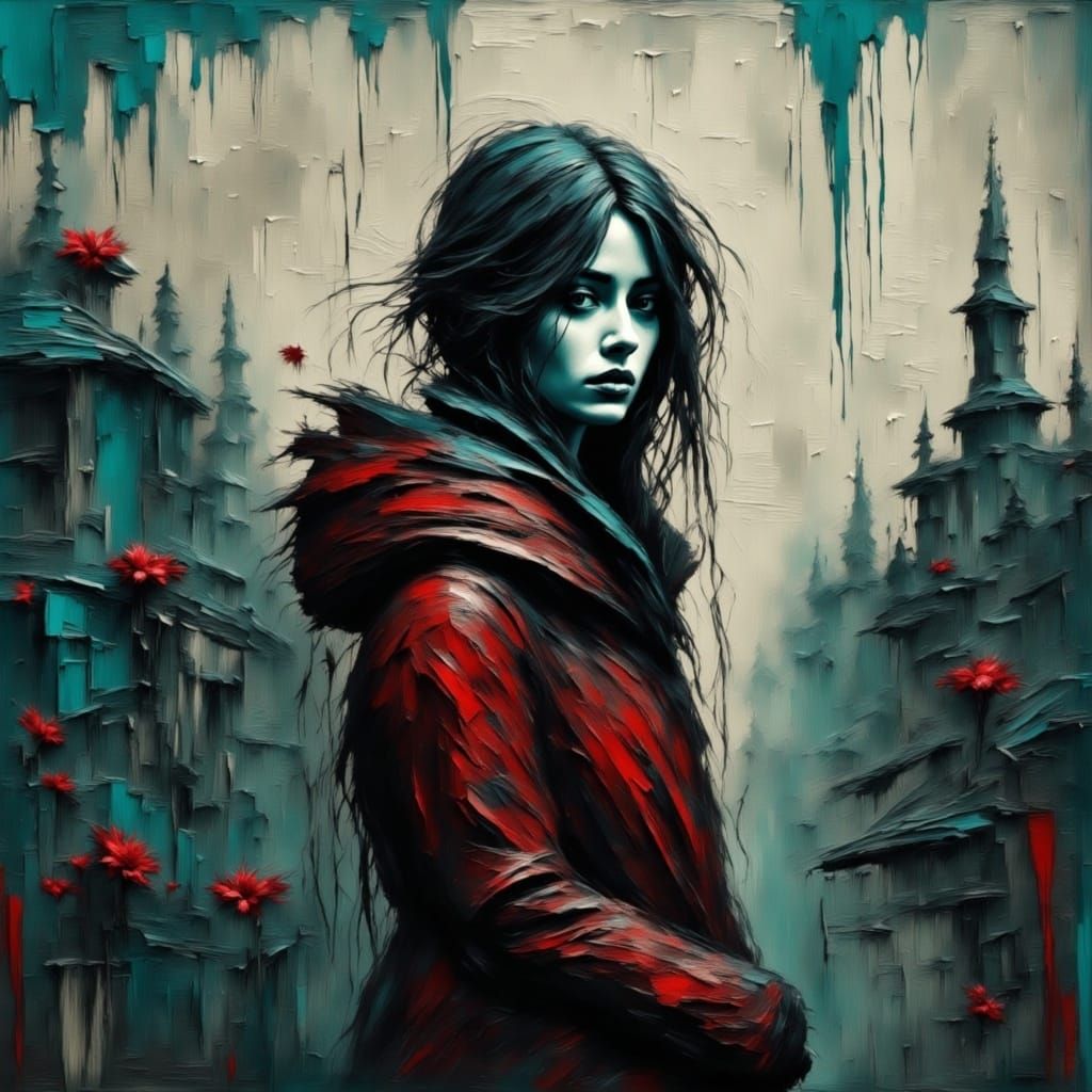 Rainy Paris: Pixie Woman with Eiffel Tower