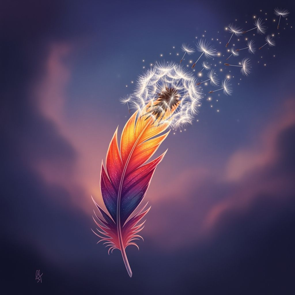Phoenix Feather with Dandelion Fluff