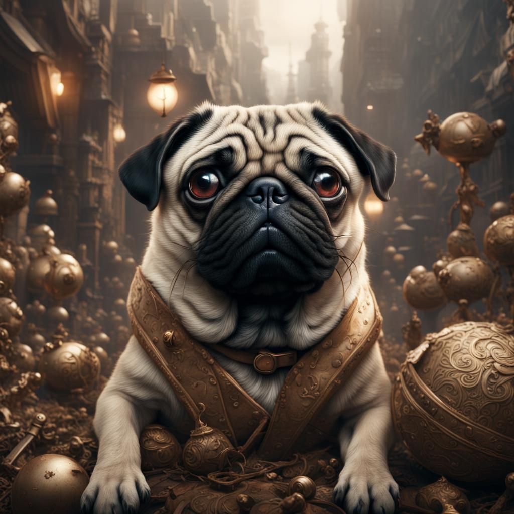 Dramatic Digital Painting of a Pug
