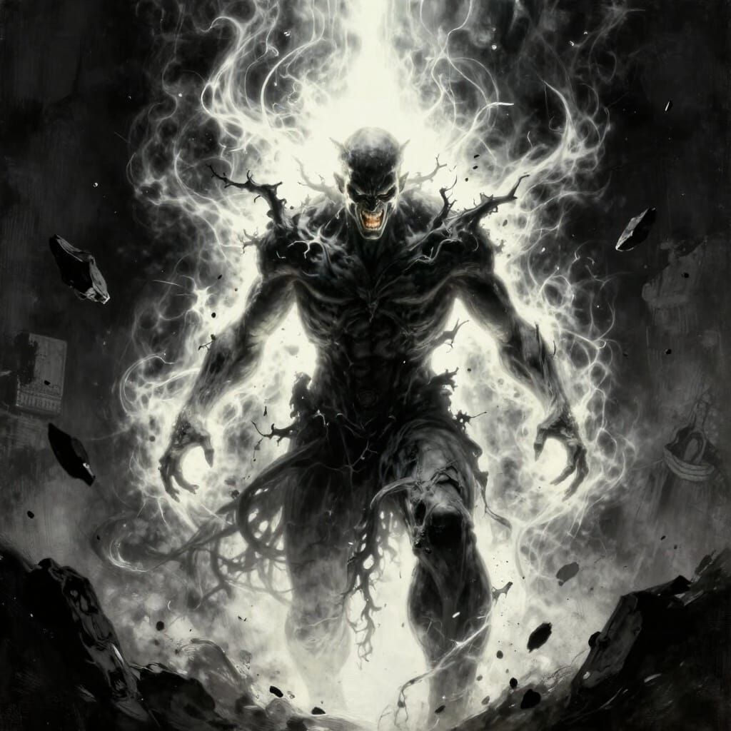 Dark Art Figure with Glowing Aura as Award-Winning Painting