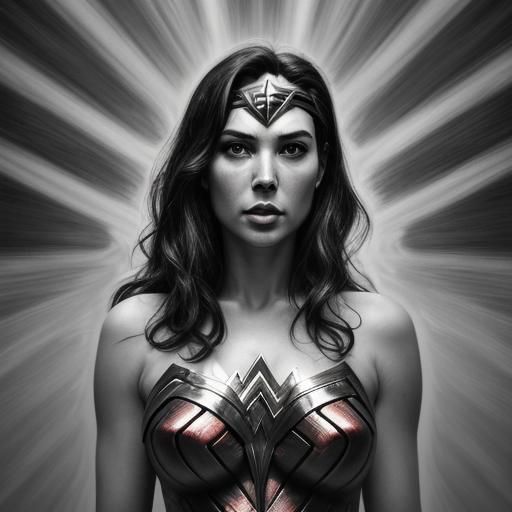 Wonder Woman Pop Art Portrait in Expressionist Style