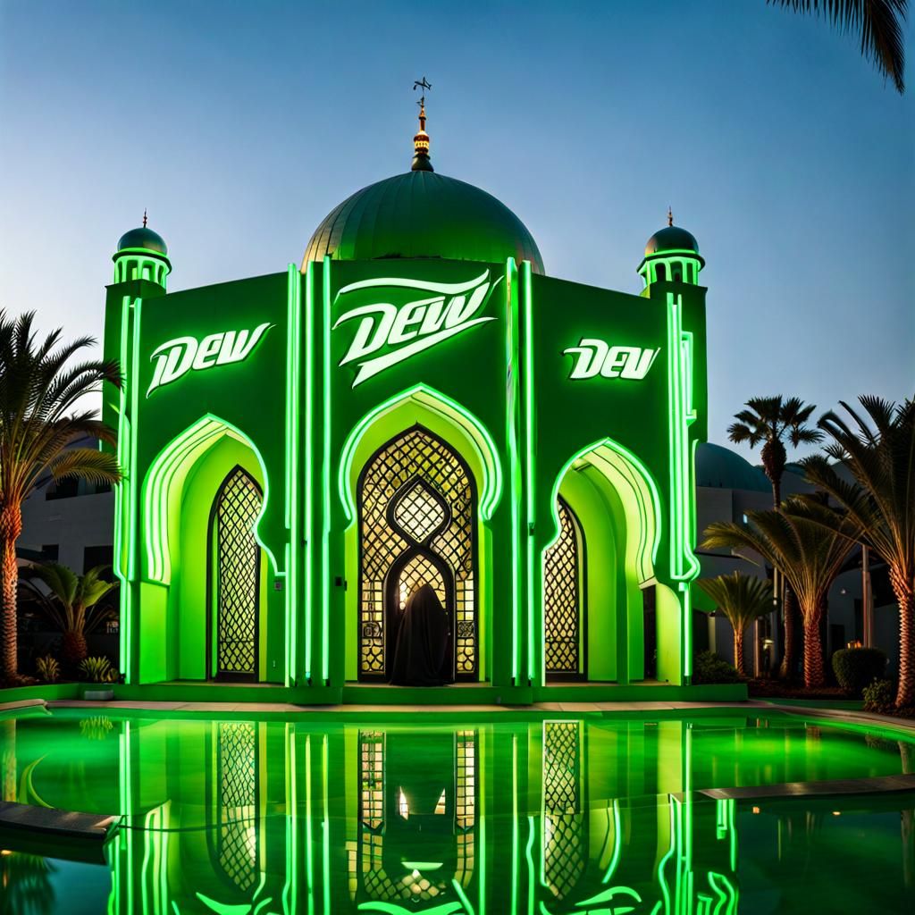 Neon Green Mosque Inspired by Mountain Dew