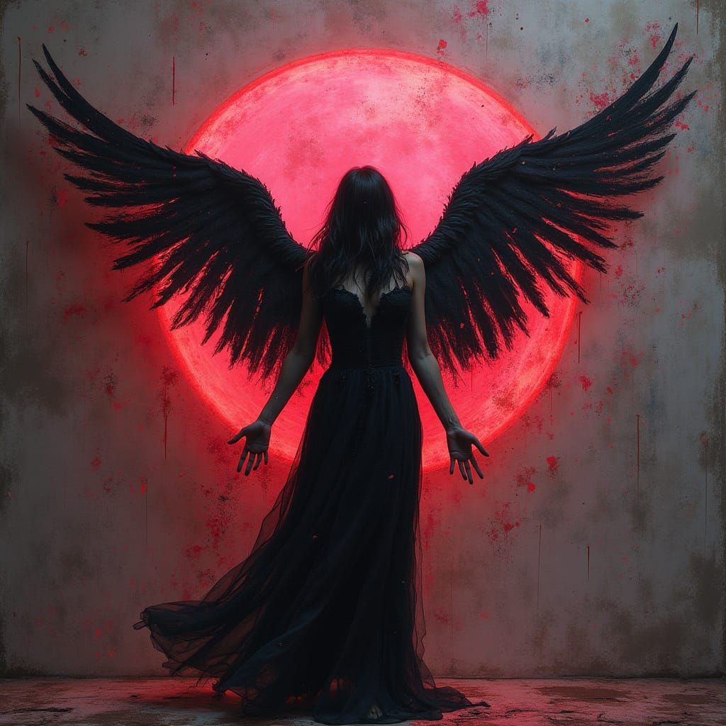 Angelic Vortex in Deep Pink and Black