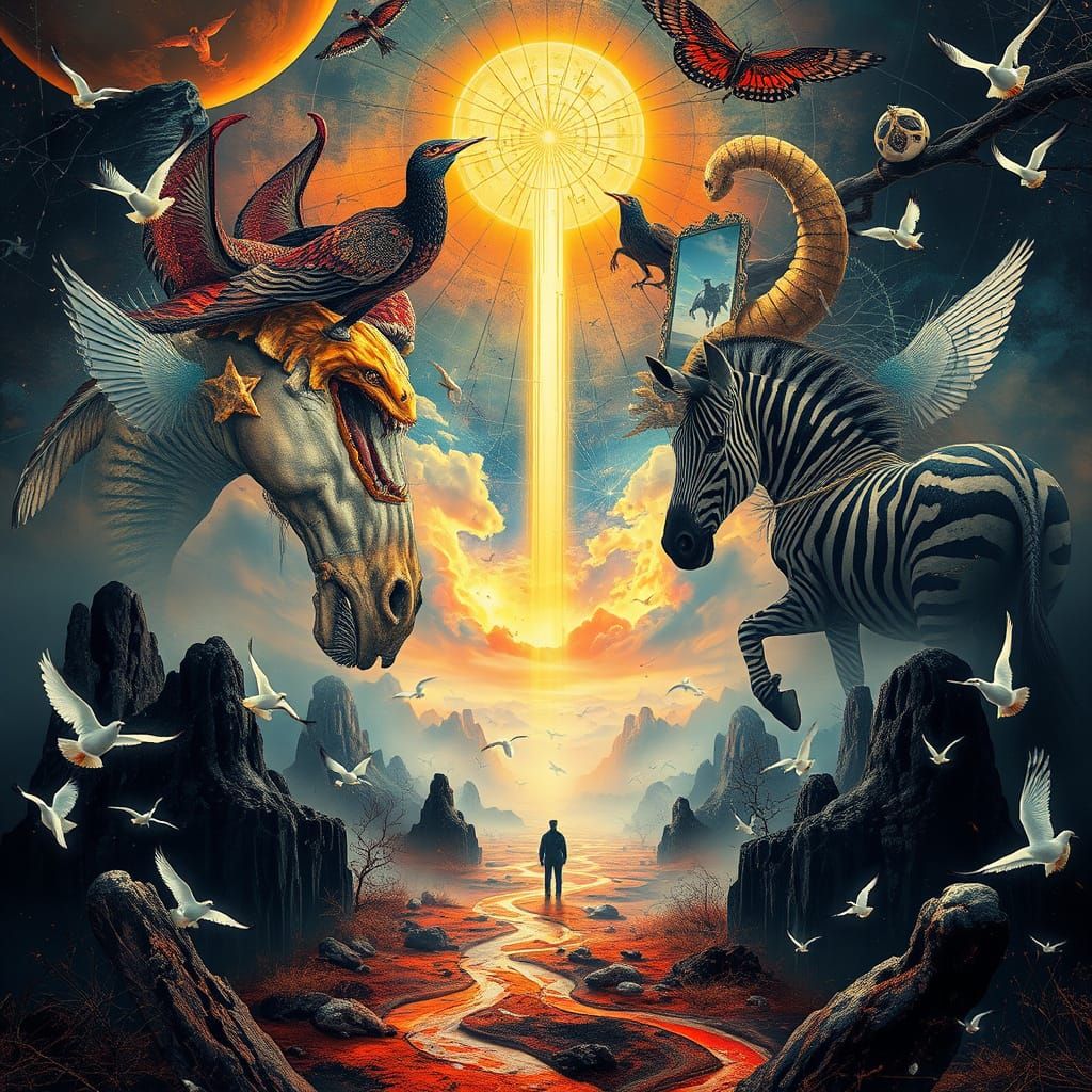 Surreal Zebra Planet: Dreamlike Magic in Maximalist Style