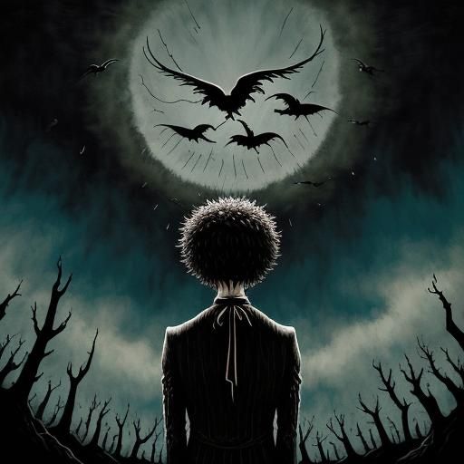 Boy in Emotional Landscape: Surrealist-Inspired Digital Art