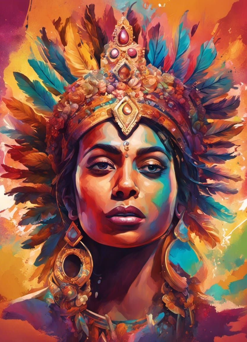 Indian Jazz Fusion: Hyperrealistic Splash Art Illustration