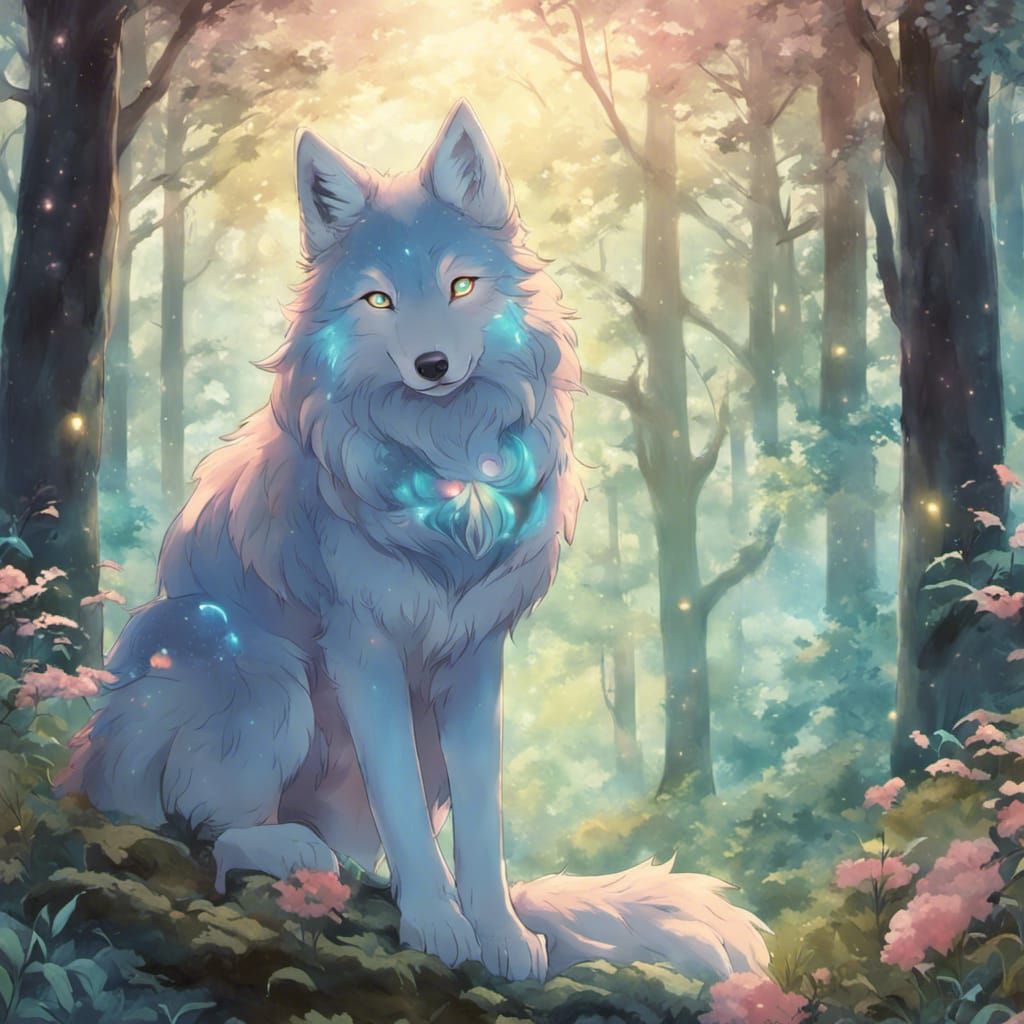 Cute Furry Wolf Portrait in Anime Style