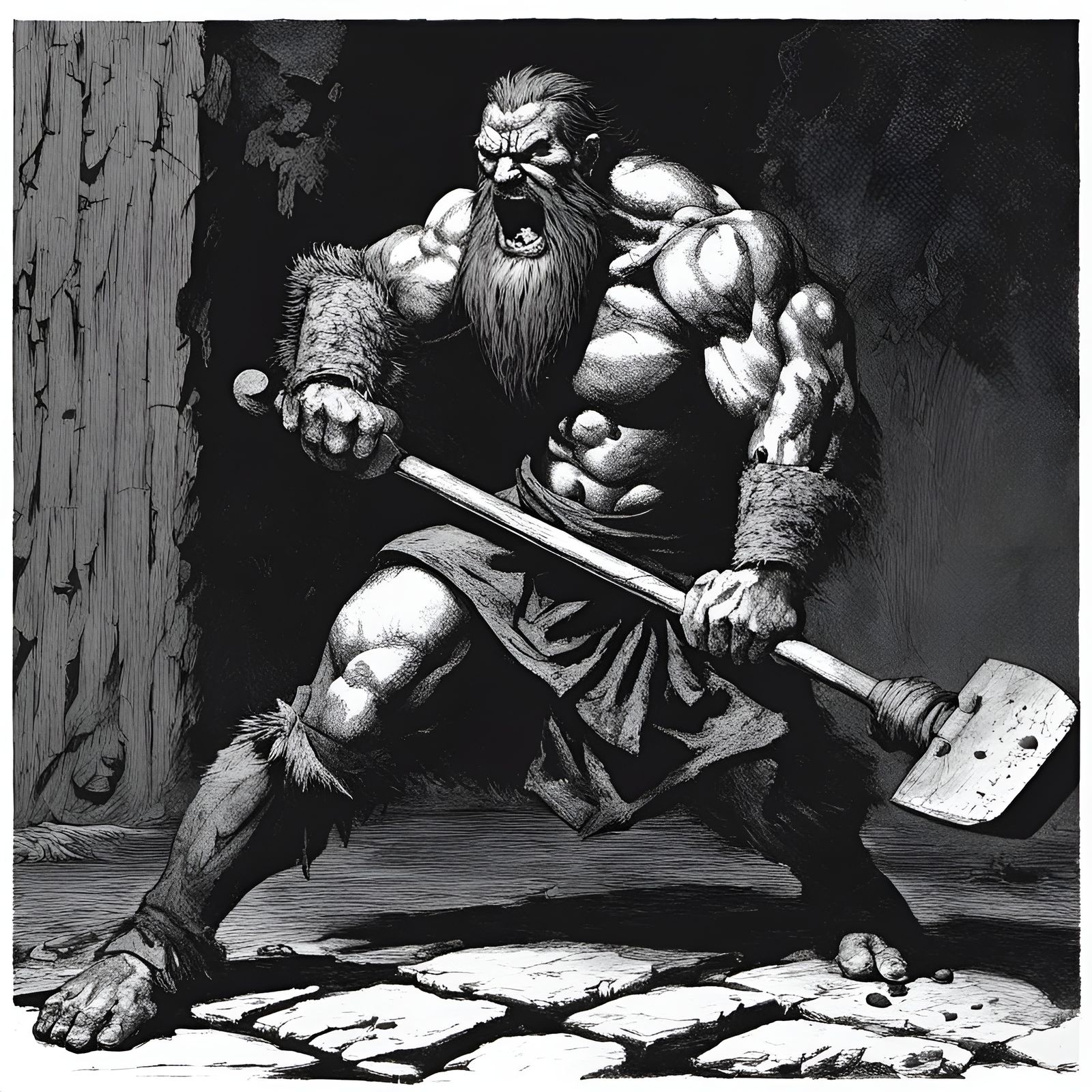 Berserker Attacks with Blacksmith Hammer