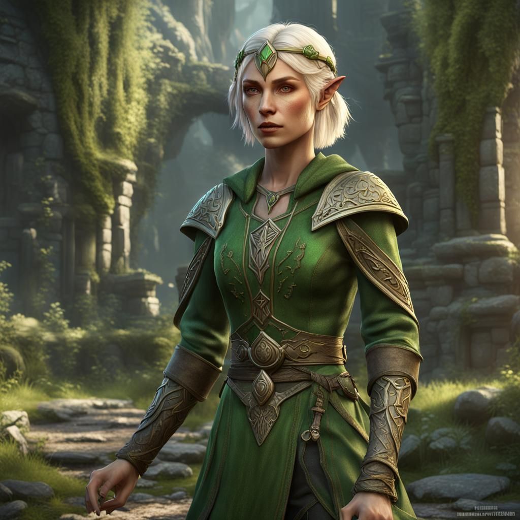 Elven Healer in Detailed Fantasy Art