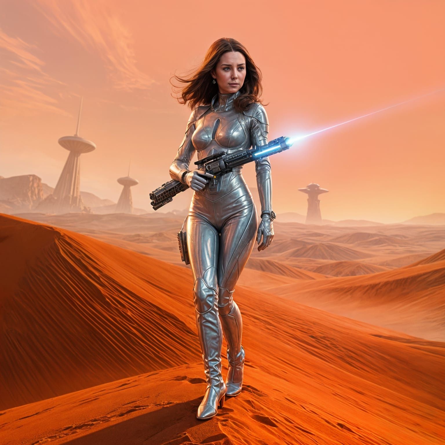 Futuristic Kate Middleton in Martian Dune Landscape, Sci-Fi ...