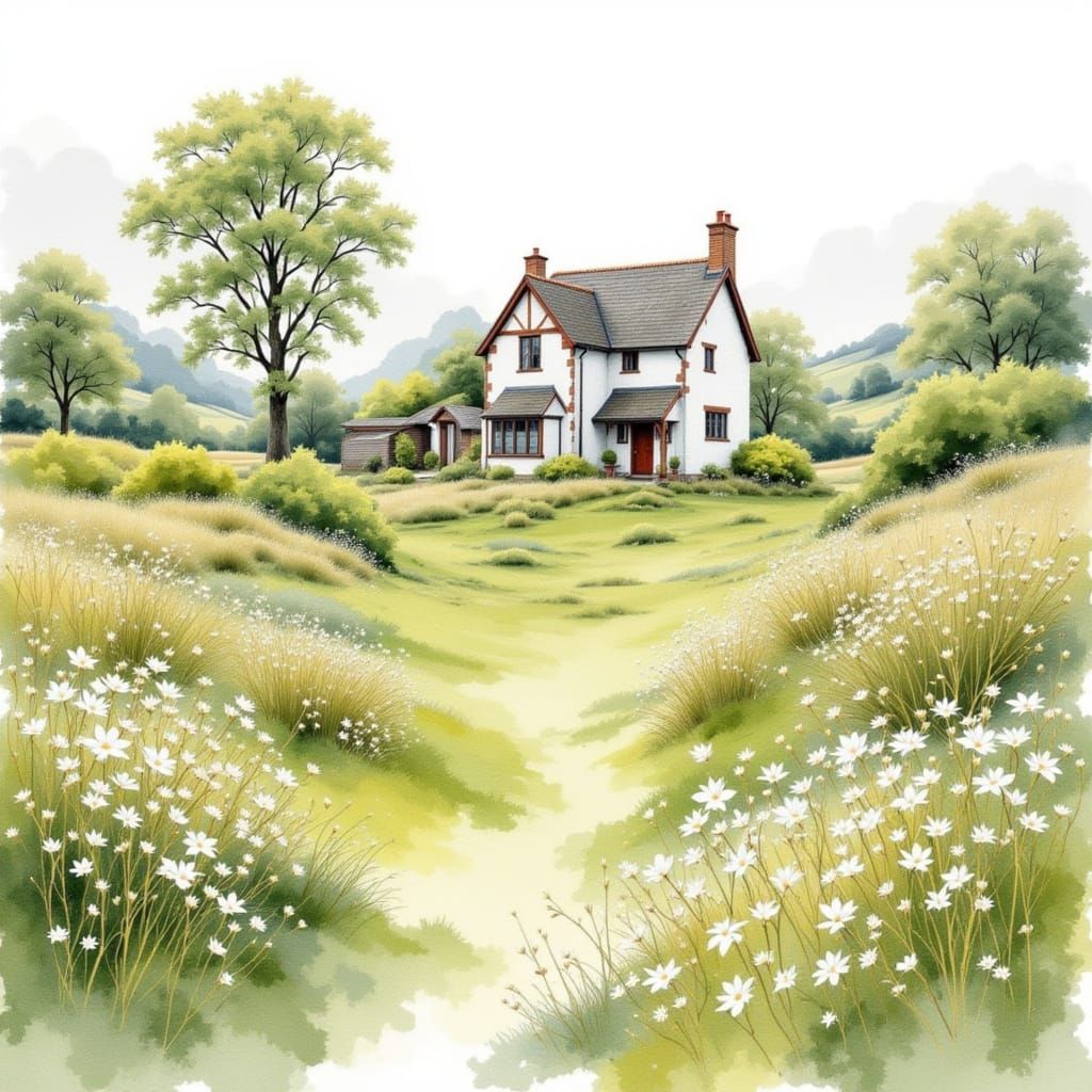 English Countryside Watercolor: Whispers of Home