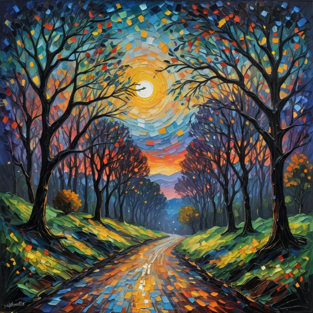 Night Longing: Expressionist Oil Painting in Neo-Impressioni...