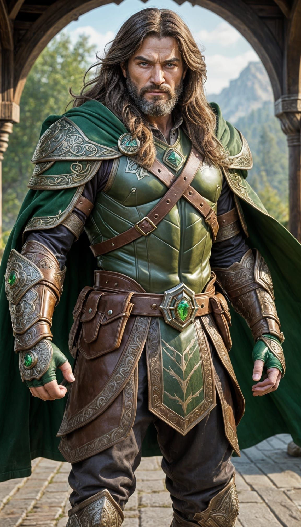 Mighty Human Ranger in Warcraft Style