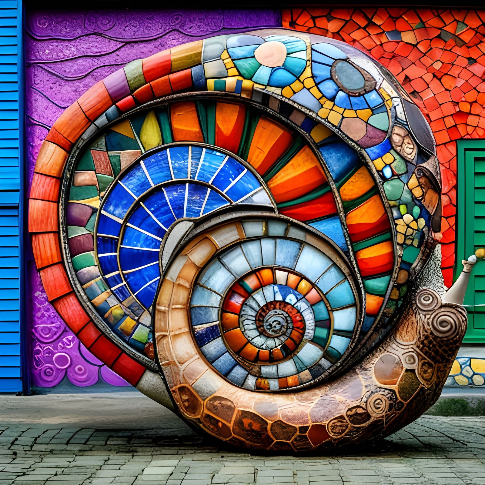 Mosaic Snail in Barcelona (Homage to Antoni Gaudí)