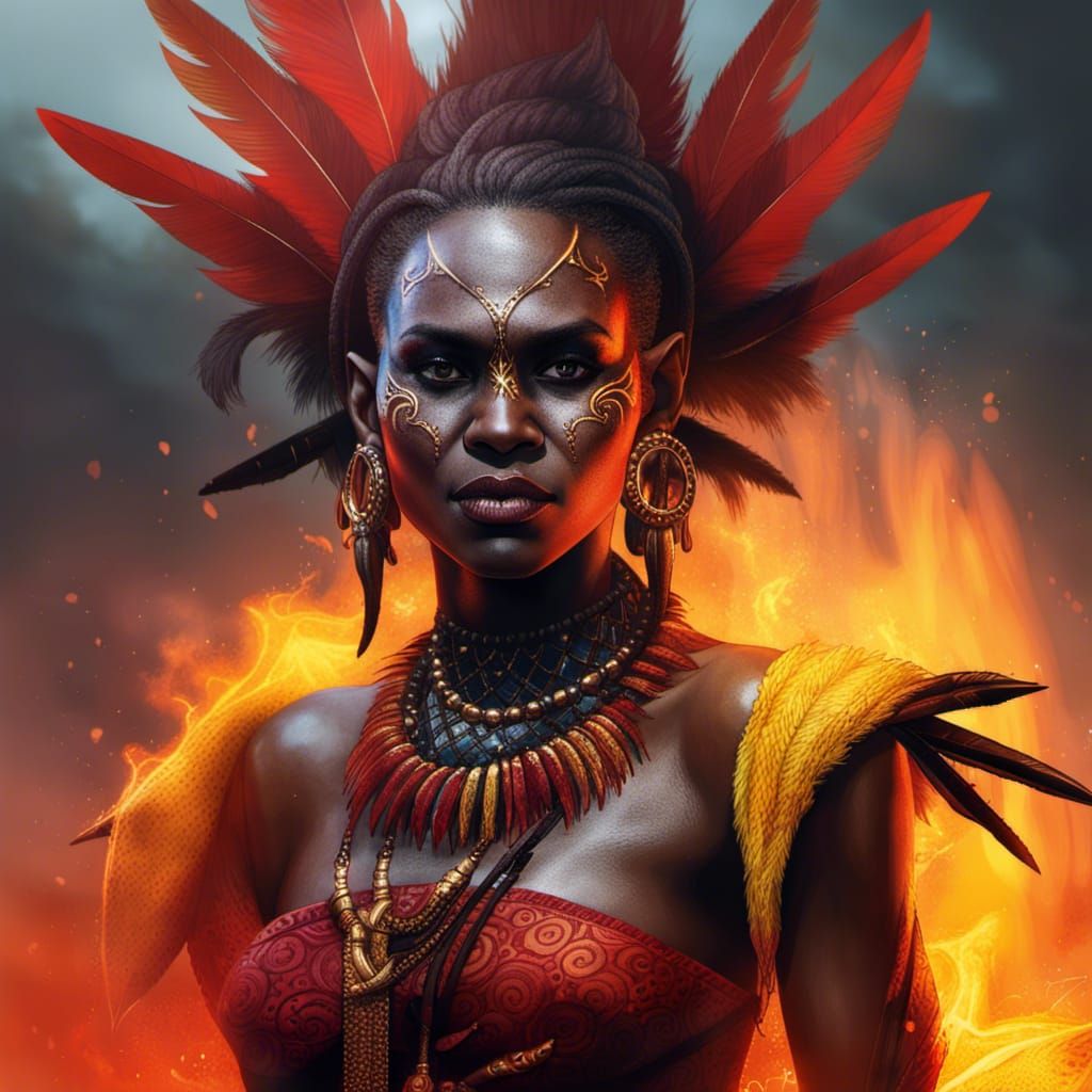 Dark Elf Sorceress Casting Fire Spell Portrait