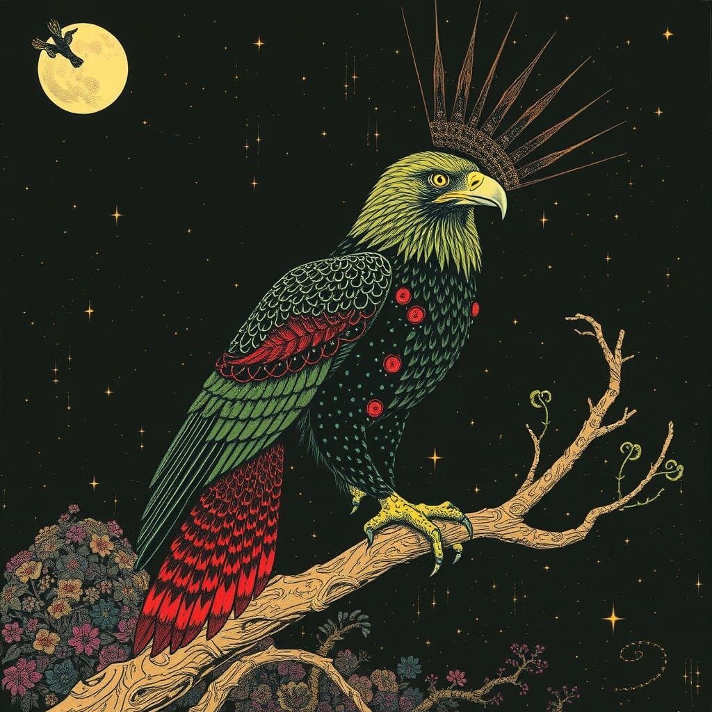 Ethereal Biopunk Eagle in Luminous Colors