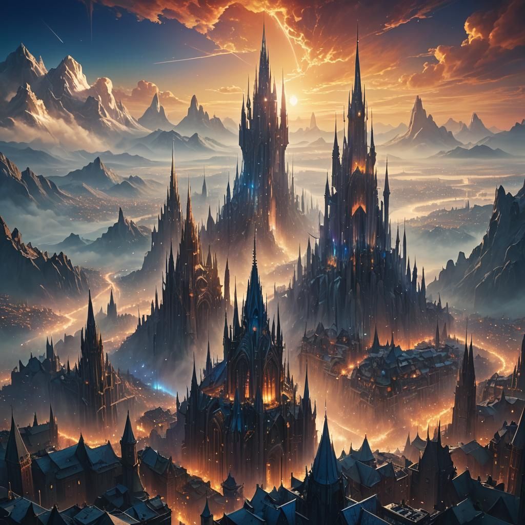 Crystalline Spires in Ethereal Haze: Matte Painting
