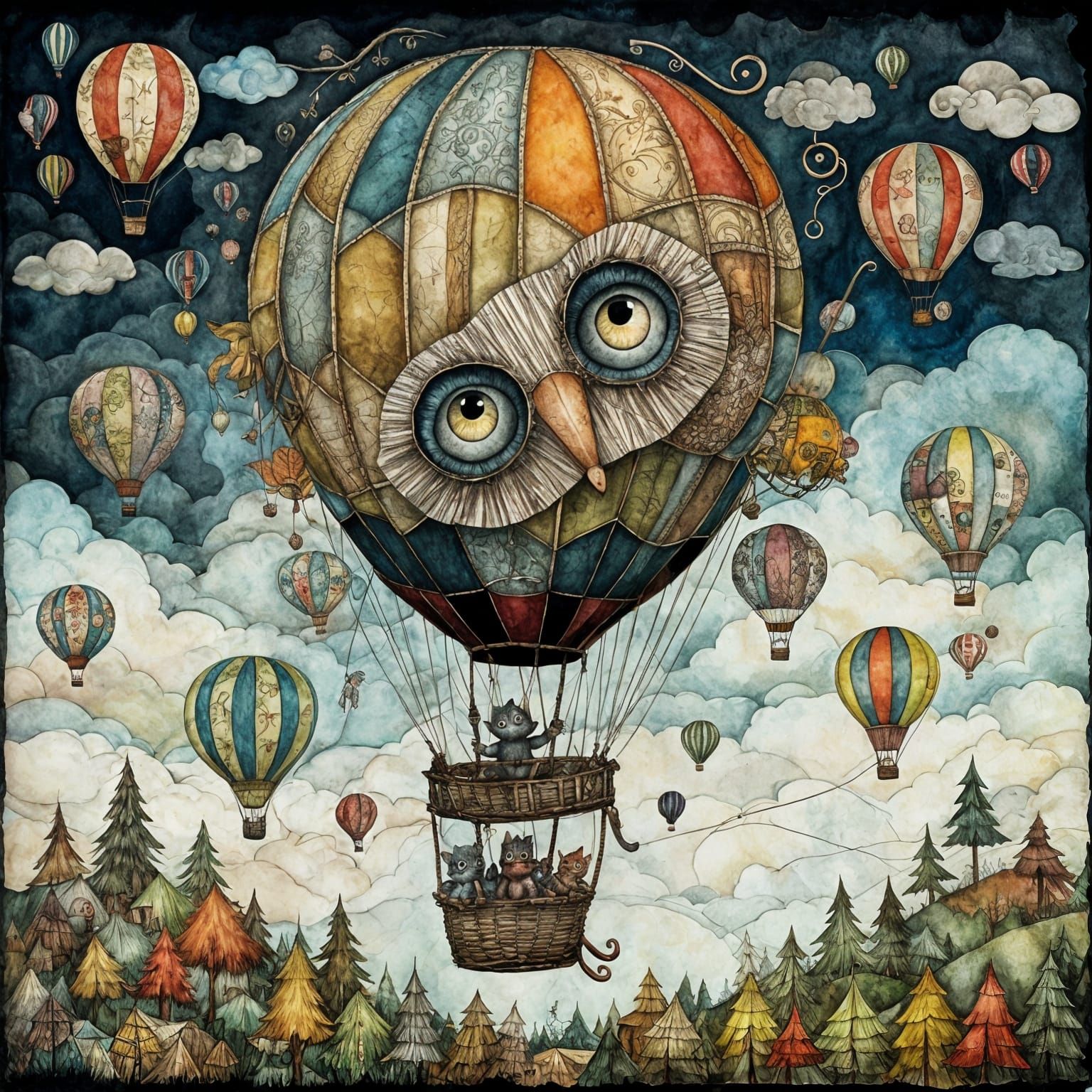 Quirky Creature's Patchwork Balloon Flight