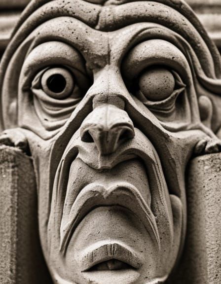 Wicked Witch Gargoyle Relief Carving in Digital Art