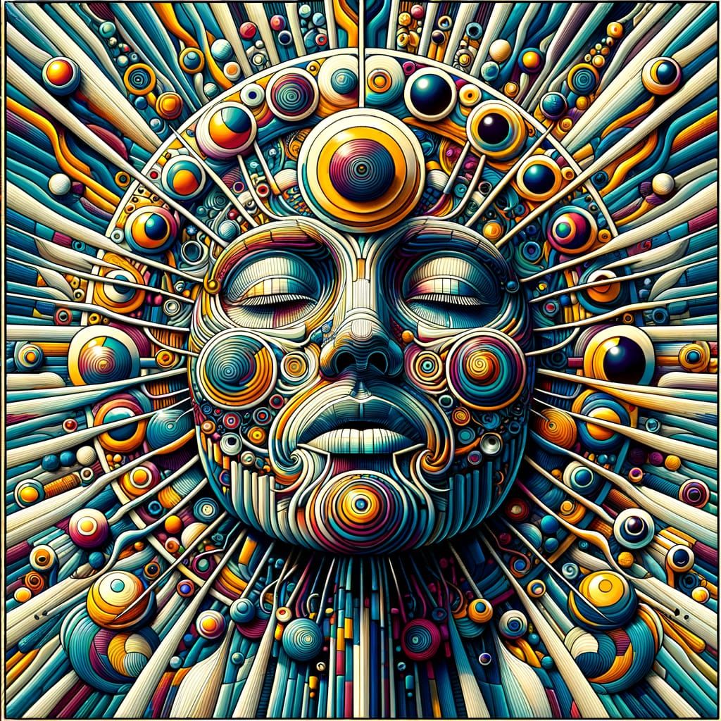 Surreal Hyperrealist Abstraction in Vibrant Early 20th-Centu...