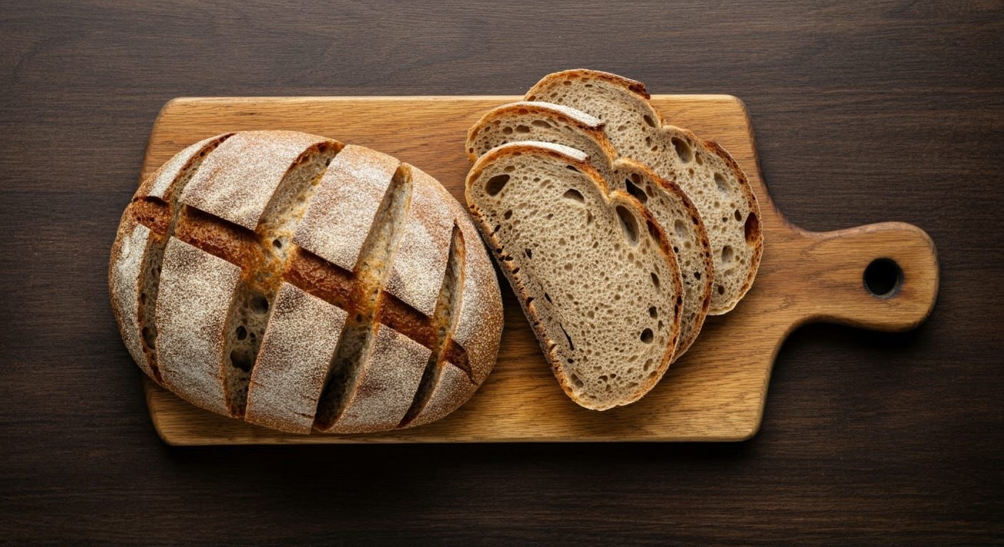 Gourmet Bread Cubes on Wooden Cutting Board