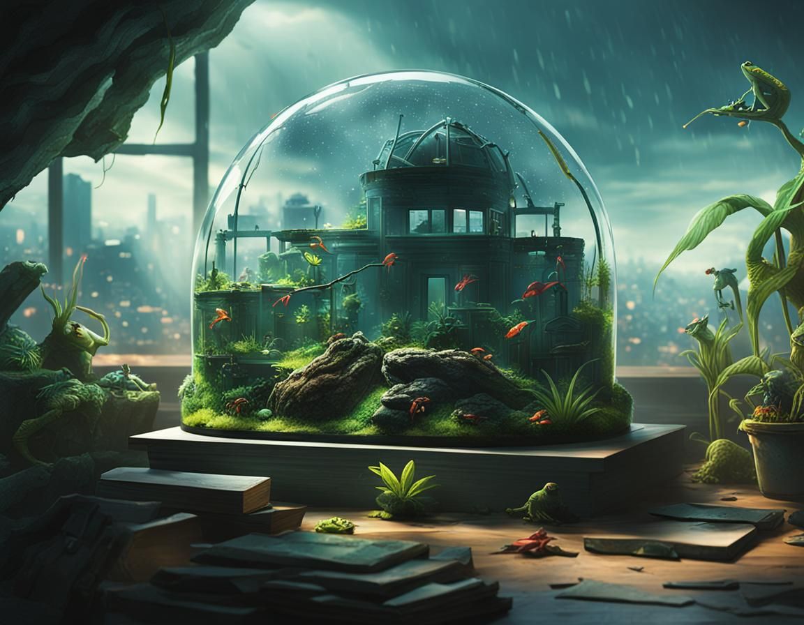 Cyberpunk Terrarium with Neon Glow