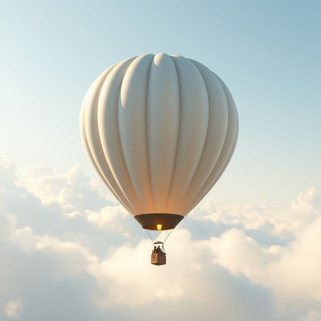 Surreal Balloon Floats Serene in Air, in Pixar Style, with S...