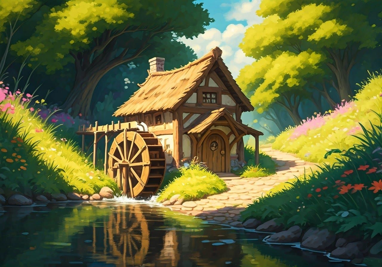 Whimsical Fairy Cottage in Studio Ghibli Style