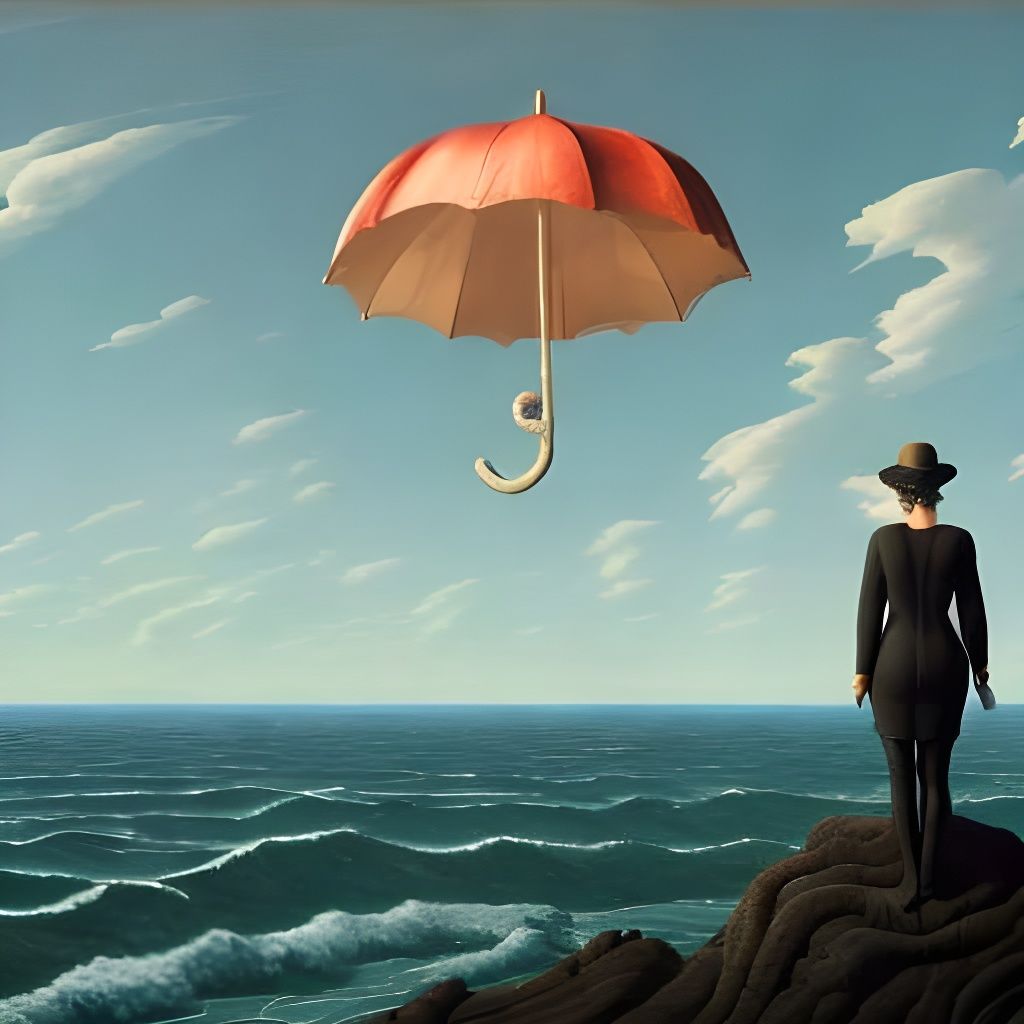 Surreal Bust Sculpture with Coastal Backdrop