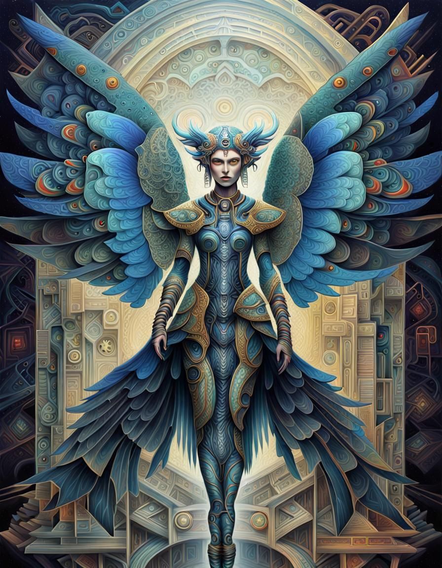 Cyberpunk Deer Creature with Wings