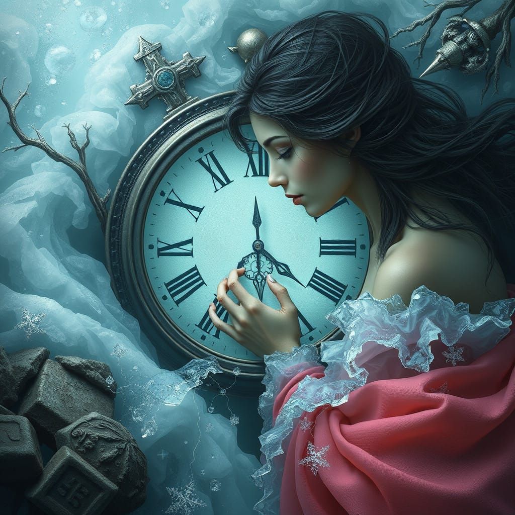 Surreal Time Freezer in Dreamlike World